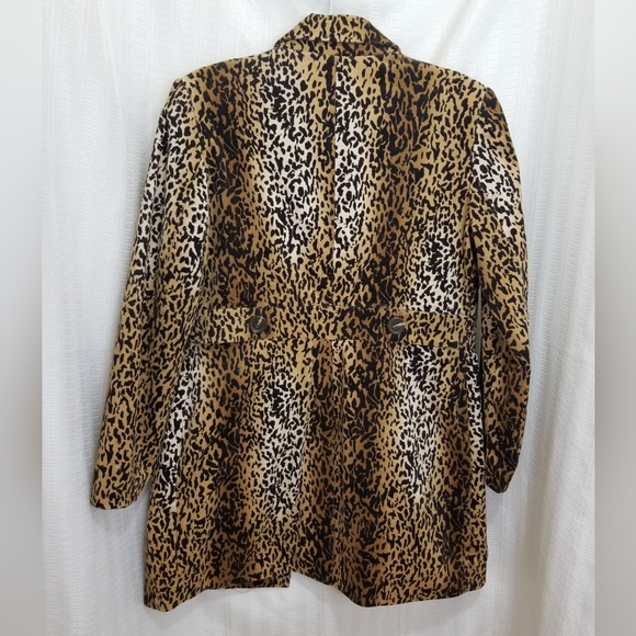 VINTAGE LEOPARD PRINT CORDUROY COAT BY CHAPTER ONE ~ SIZE 10 NWT - Picture 2 of 9
